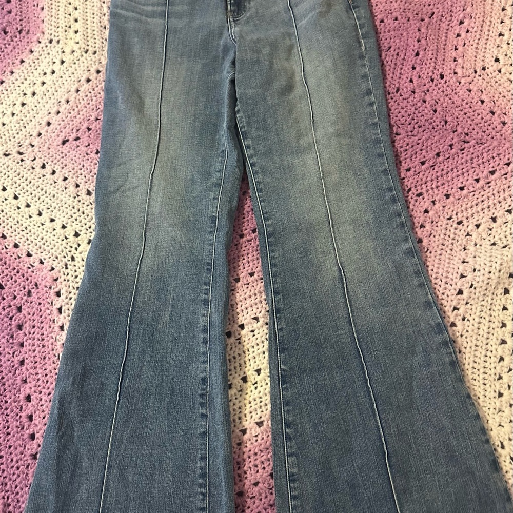 Express Light Blue Flare Jeans with Front Seams